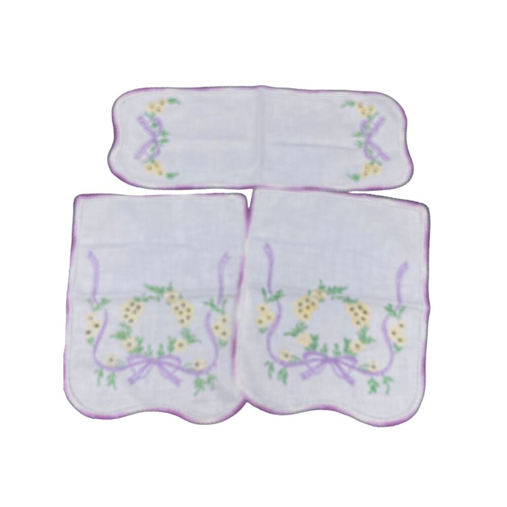 3 VTG handstitched, embroidered napkins - Picture 4 of 4